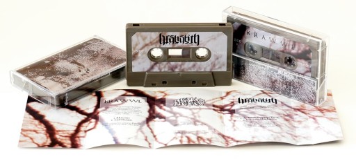 Cocoa brown cassettes with large J-cards that have three extra panels