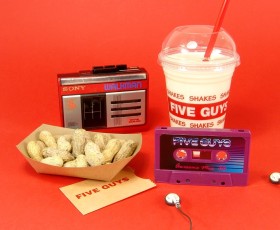 A set of blackberry purple cassettes with retro computer 'Awesome mix 86' label design