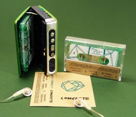 Brown Manila recycled card J-card with green glitter cassettes