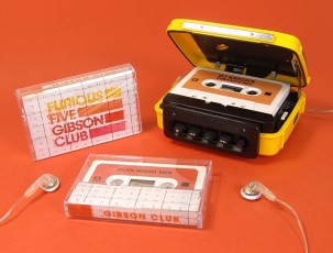 Furious Five Gibson Club white cassettes in cases with J-cards and stickers