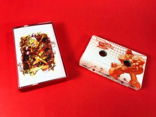Clear cassette tapes with full coverage on-body printing, in transparent red back tape cases with J-cards