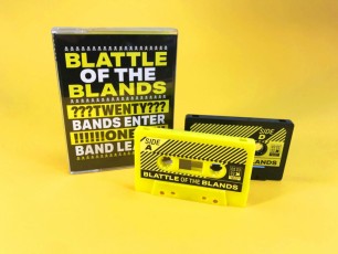 Yellow and black double cassette set with sticker printing and packed in clear tall double tape cases