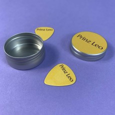 Guitar pick printed tins with white printed guitar picks