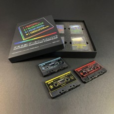 Quadruple cassette tape box set with full colour UV-LED lid printing and custom foam insert to hold cassette tapes