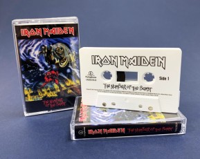 White cassette shells with full colour on-body print in clear cases with full colour 4 panel J-cards