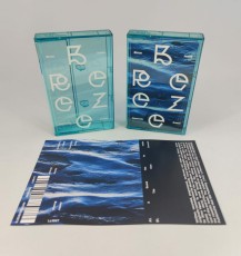 Transparent clear cassette tapes and cases, both with white on-body prints