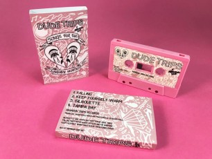 Baby pink cassette tapes in printed O-cards