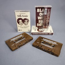Bruno Mars Silk Sonic vintage bronze cassettes in cassette cases with printed J-cards