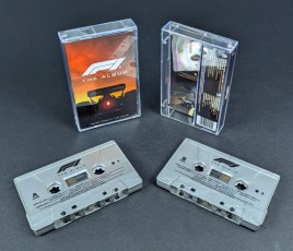 F1 The Album film soundtrack on vintage silver cassette tapes