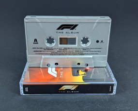 F1 The Album film soundtrack on vintage silver cassette tapes