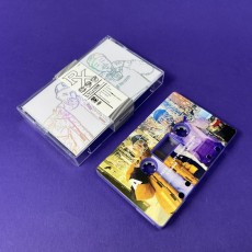 Holographic foil printed J-card cassette tapes with full colour on-body printing and horizontal obi strips