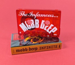 Mobb Deep Infinite transparent red cassette tapes in cases with outer O-cards and marketing sticker