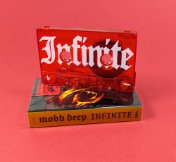 Mobb Deep Infinite transparent red cassette tapes in cases with outer O-cards and marketing sticker