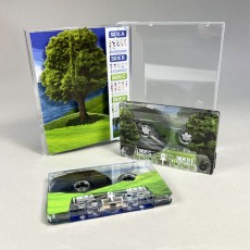 Tall double stacked cassette cases with custom shape cut J-cards