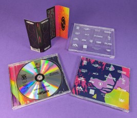 CD jewel cases with white on-body printing and end-fold obi-strips
