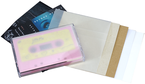 Audio cassette case J-card material options 