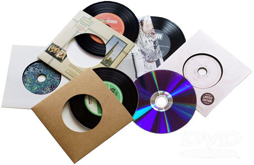 vinyl record cds in card wallets