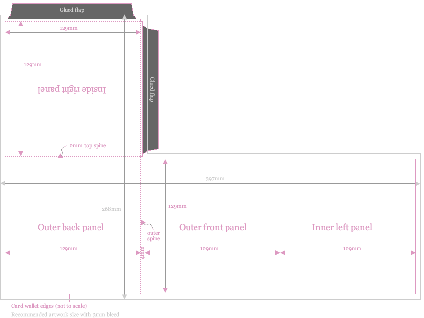 Premium vinyl CD gatefold 4 page wallet size diagram