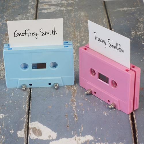 Baby pink and baby blue cassette tape name place holders