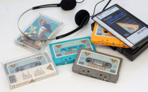 Cocoa brown, turquoise, tangerine and glitter cassettes, produced for Wild Billy Childish & CTMF