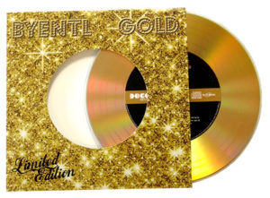 Gold vinyl CD in gloss record-style wallet