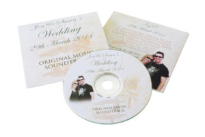 Wedding CDs in printed card wallets