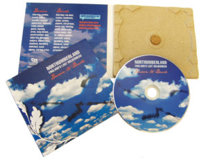 A replicated 100% recycled card eco digipak with a disc tray made from recycled egg boxes and a cork disc stud