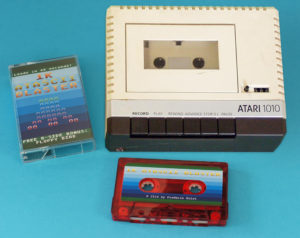 Transparent red cassettes produced for a new Atari 8-bit computer game