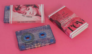 Blue glitter cassettes in pretty pink O-cards