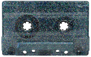Silver, green and blue glitter transparent cassette