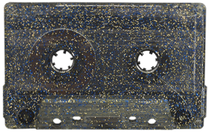 Blue and gold glitter transparent cassette