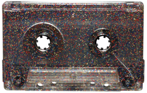 Red, blue and gold glitter transparent cassette
