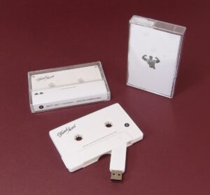 White USB cassette memory sticks