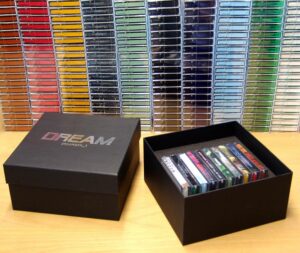 Dream Catalogue ten cassette tape boxset with silver foil lid printing