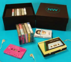 Six cassette tape box set with turquoise foil lid print