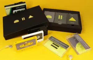Triple cassette tape box set with gold foil lid printing