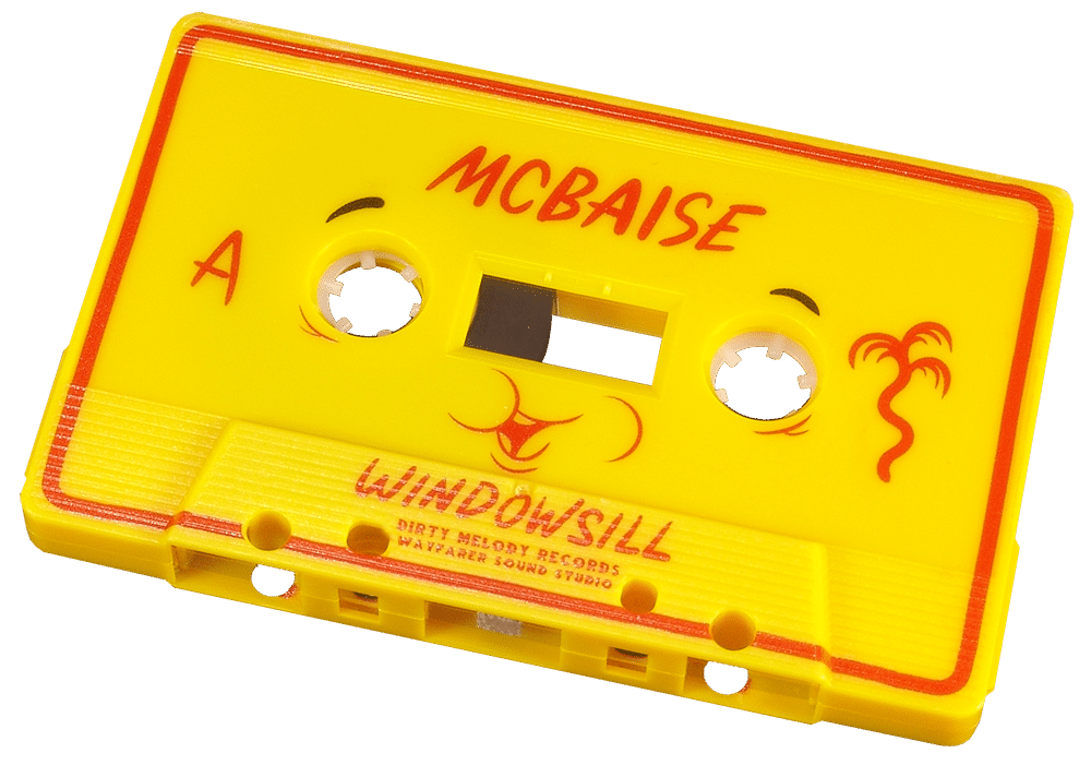 Full coverage red and black printing onto a yellow cassette tape
