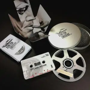 Printed CD tin set with cassette tapes in Maltese cross folding boxes with full coverage print on the tapes