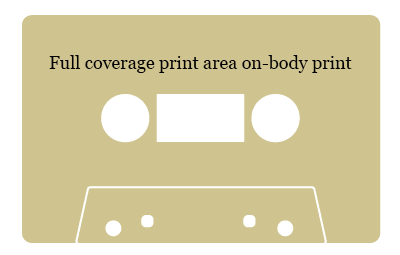 Cassette tape full coverage on-body printing area