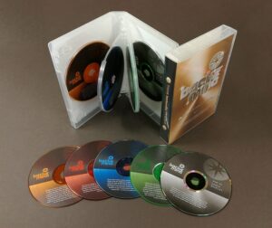 Coloured CDs in storybook set