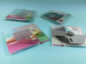 Duplicated MiniDiscs with front, rear and spine printing in jewel cases with J-cards