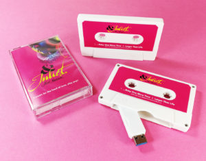 White USB 3.0 cassette tapes produced for & Juliet Musical
