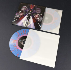 Full coverage printed vinyl-style CDs in oversized wallets with tracing paper inner 'disco bag' sleeves