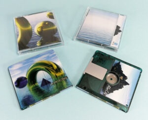 Green MiniDiscs with full colour on-body top, underside and spine printing