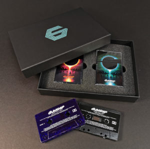 Double cassette tape box set with turquoise lid printing