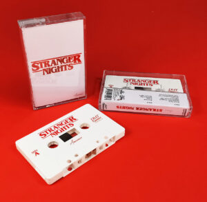 Stranger Nights cassette tapes in the branding style of 'Stranger Things'