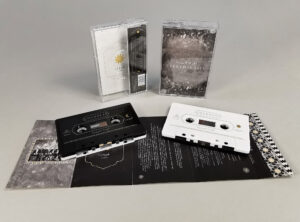 Black and white sandwich tapes with gold on-body printing and a spot gloss over the gold printing