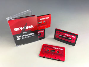 A double red and black sandwich-style cassette set in a tall stacked double case