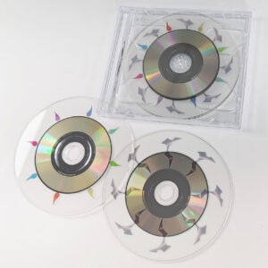 A double CD set with two full size 12cm CDs that only have an 8cm data ring and clear plastic outside