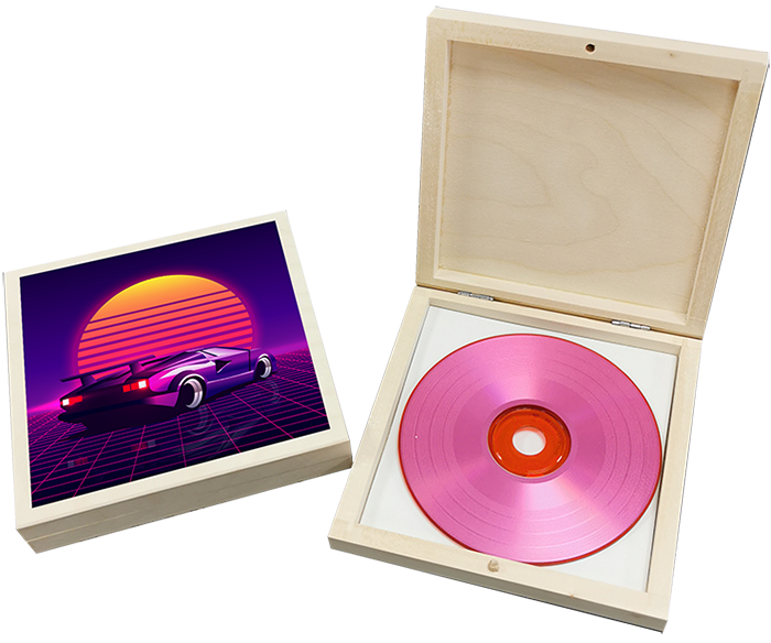 Printed wooden box sets for CDs in wallets Band CDs